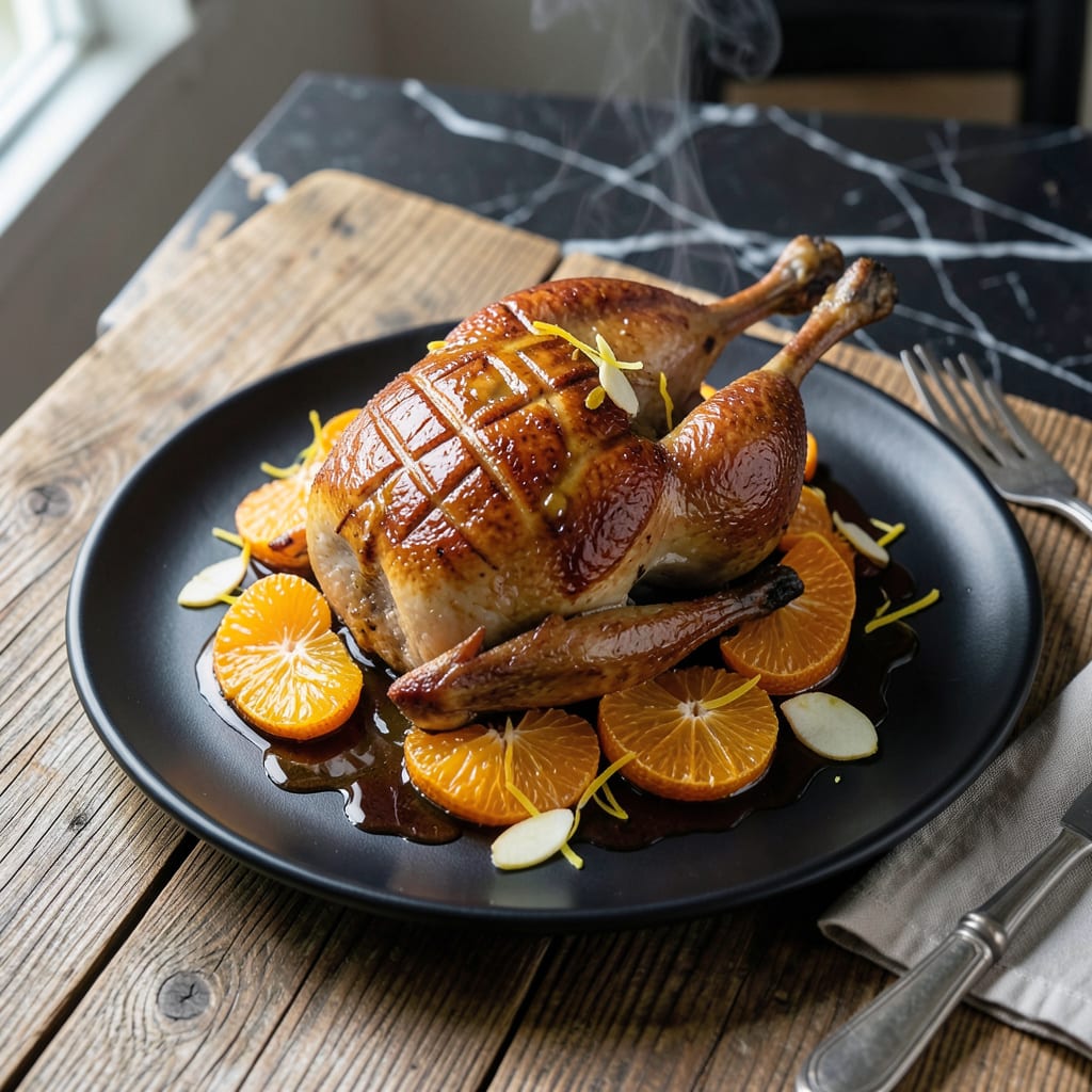 Long Island Duck Recipe: Crispy Skin With Orange Glaze illustration with key details