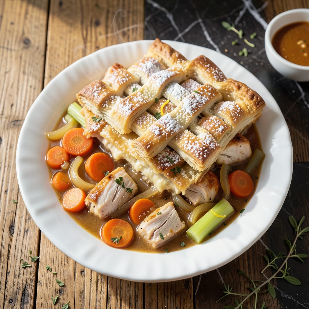 Martha Stewart's Chicken Pot Pie Recipe: Buttery Crust Hugging Creamy Filling detailed visual guide