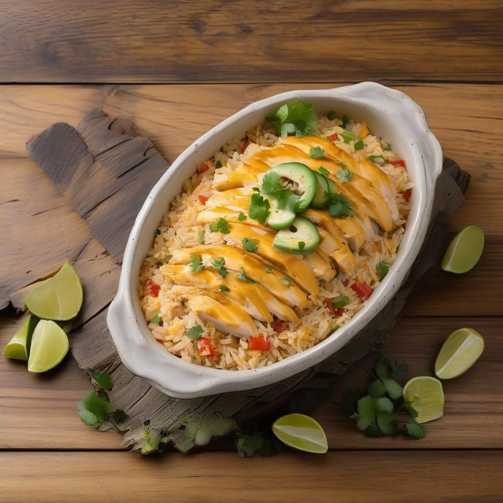 Mexican Chicken Rice and Queso Recipe: Creamy One Pot Fiesta illustration with key details