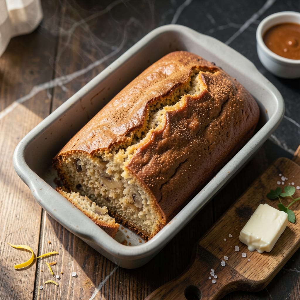 Visual representation of Mrs Fields Banana Bread Recipe: Bakery Style Moist and Nutty Loaf