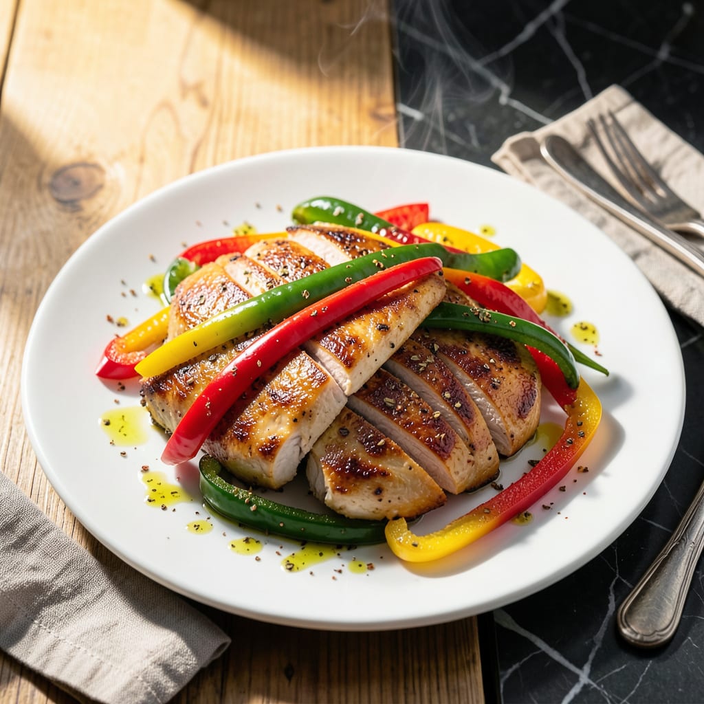 Visual representation of peppers and chicken recipe