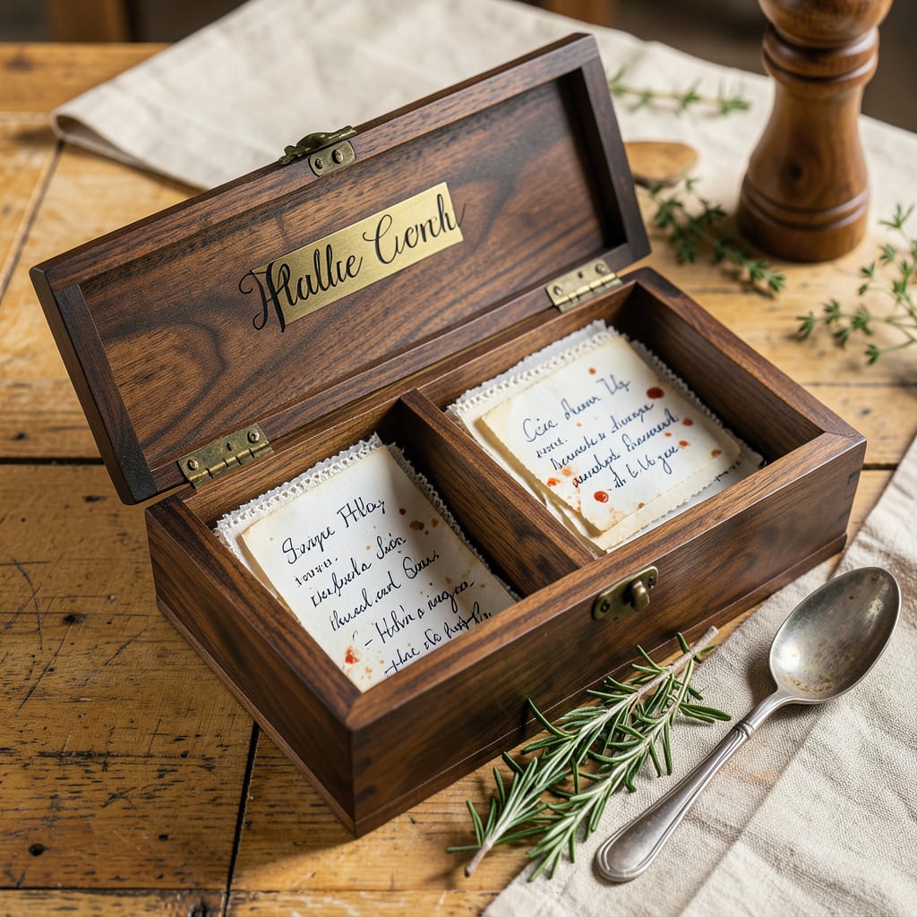 Personalized Wooden Recipe Box: Best Custom Options Reviewed and Compared example with annotations