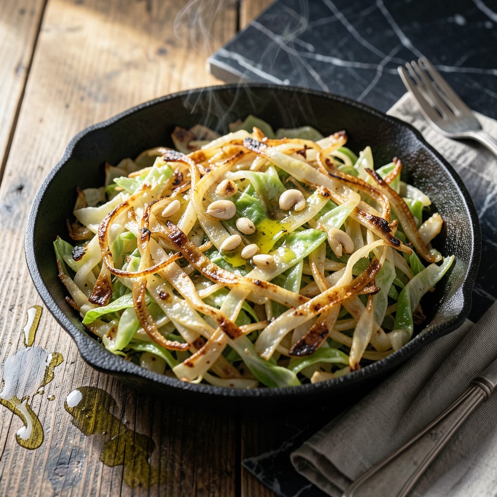 Visual representation of Pioneer Woman Fried Cabbage Recipe: Buttery Tenderness with Crispy Edges