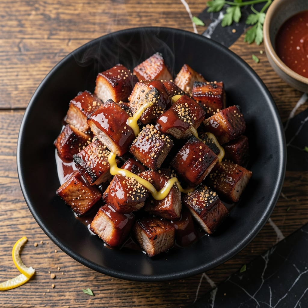 Pork Belly Burnt Ends BBQ Recipe: Smoky Sweetness with Caramelized Bites example with annotations