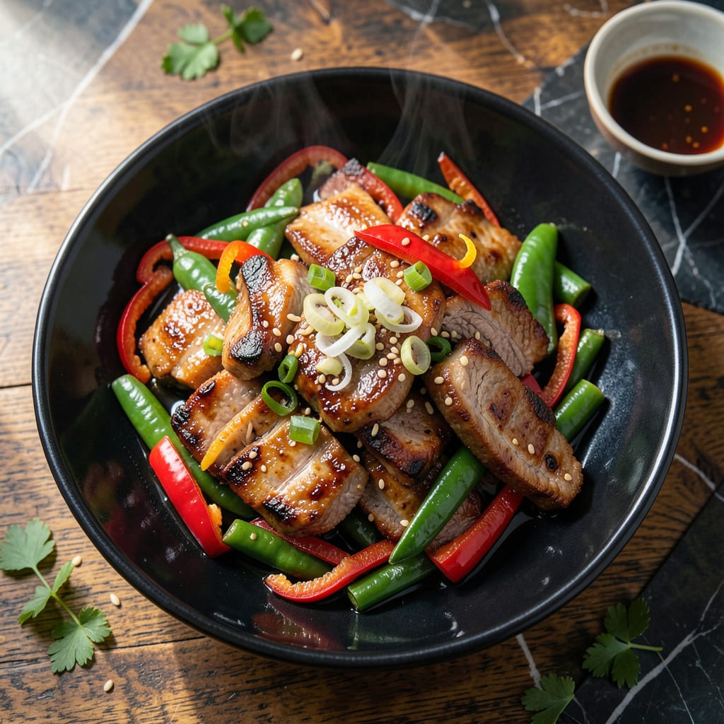 Complete pork stir fry recipe overview image