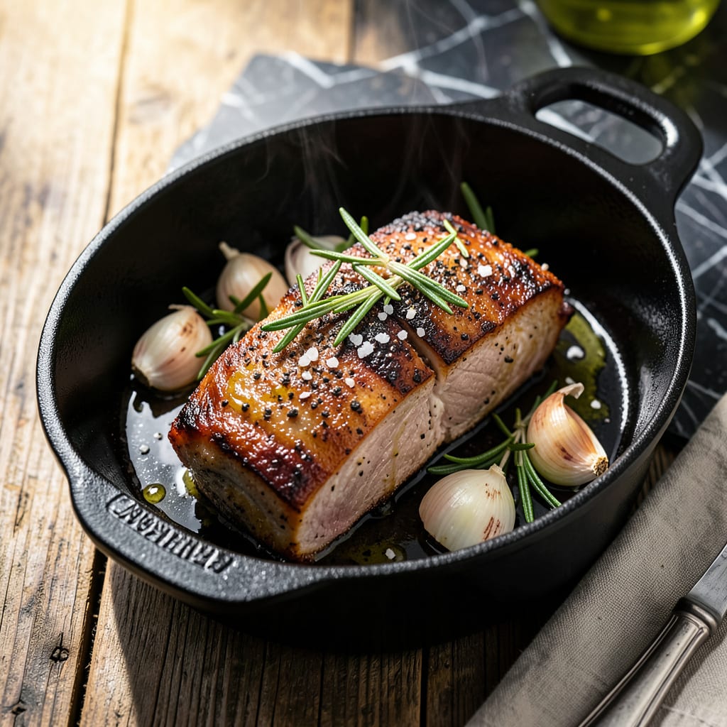 Visual representation of Pork Tenderloin Dutch Oven Recipe: Herb Crusted and Juice Rich