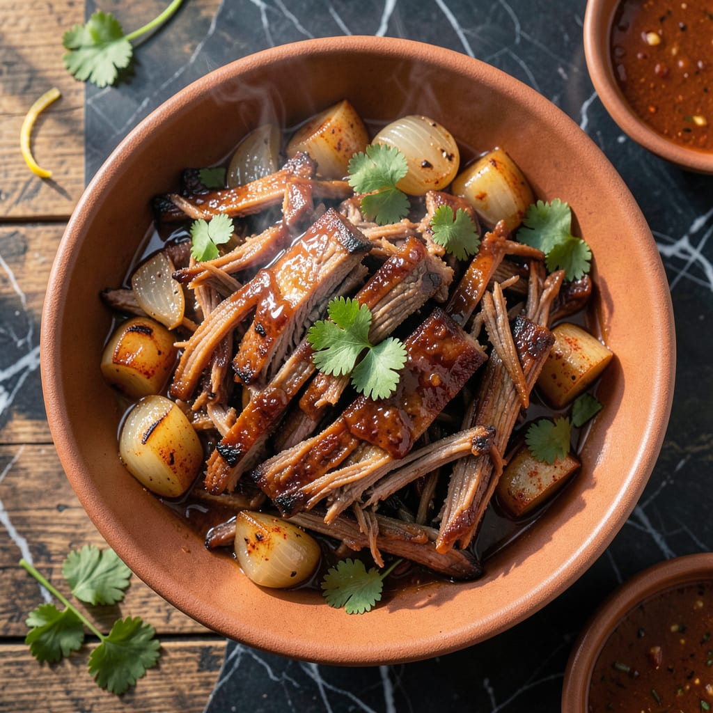 pulled pork recipe slow cooker illustration with key details