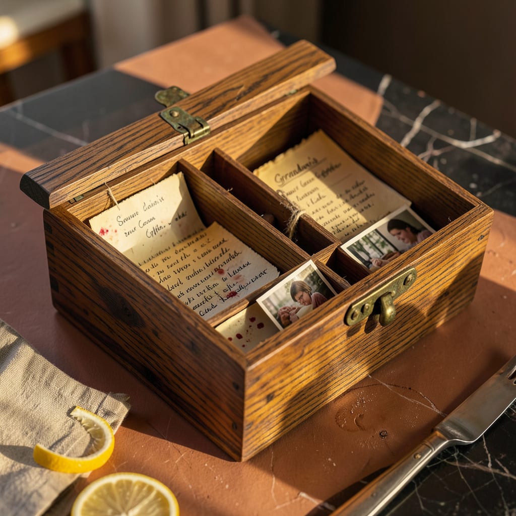 recipe box wooden detailed visual guide