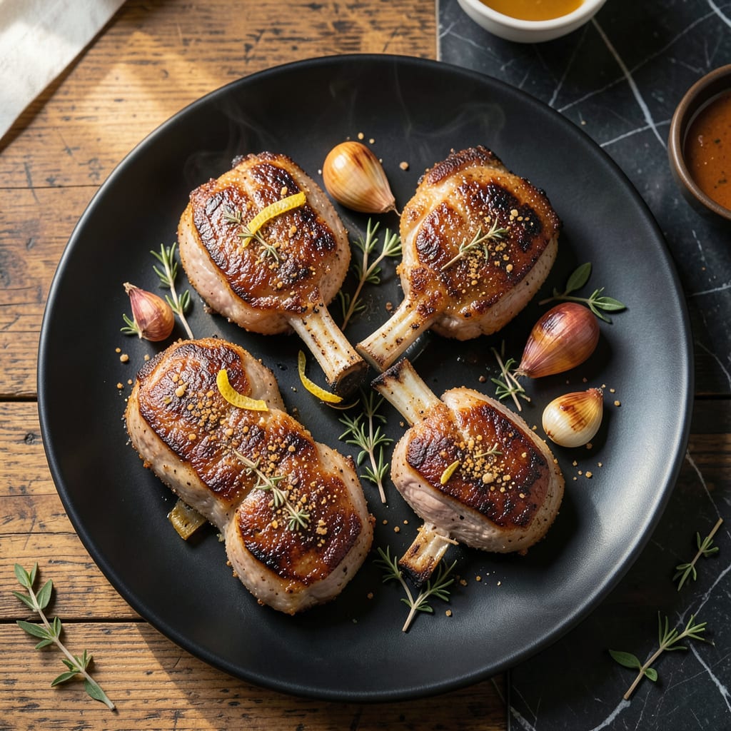 Complete Recipe For Bone In Pork Chops: Pan Seared Crust with Juicy Centers overview image
