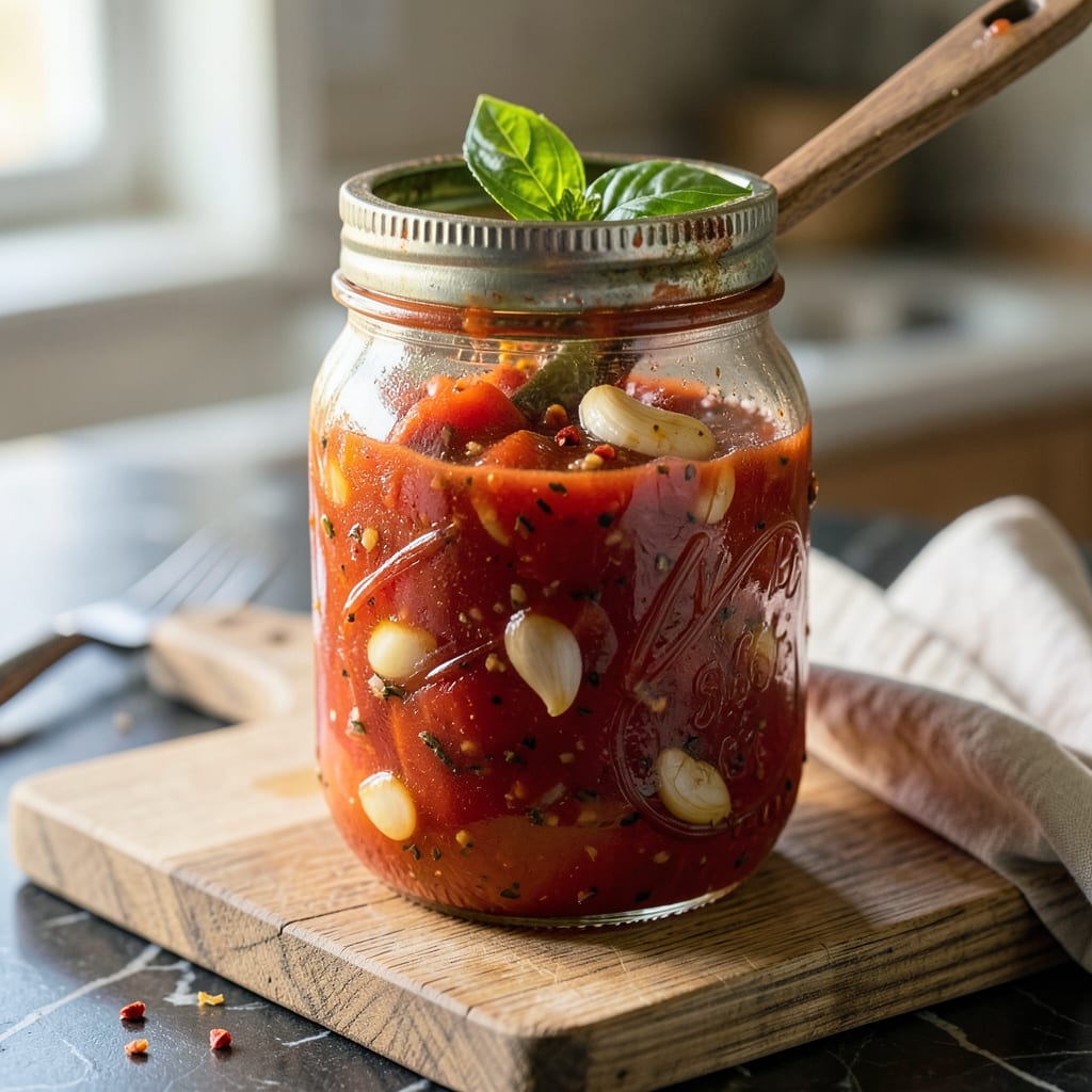Recipe for Canned Tomato Sauce: Simple Homemade Method in 5 Steps example with annotations