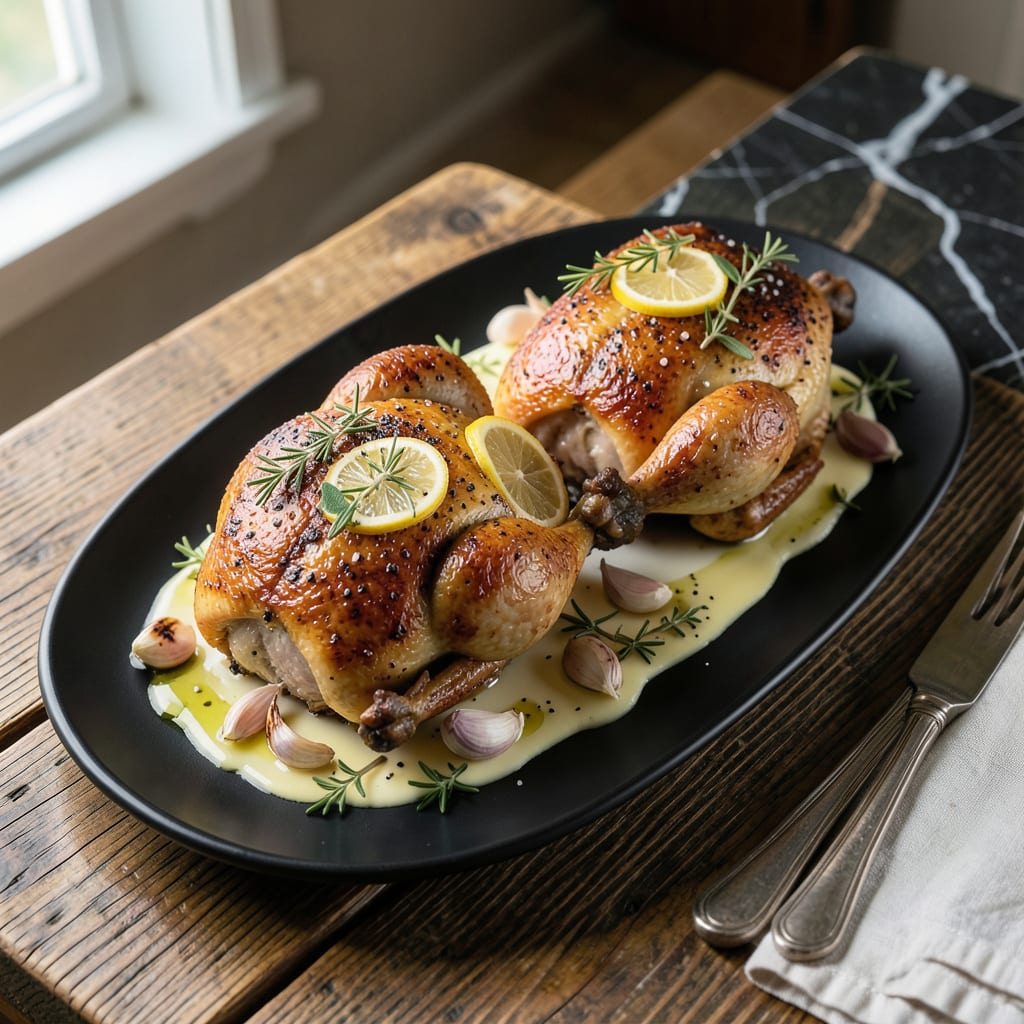 Recipe for Cornish Game Hens: Herb Roasted Elegance for Two example with annotations