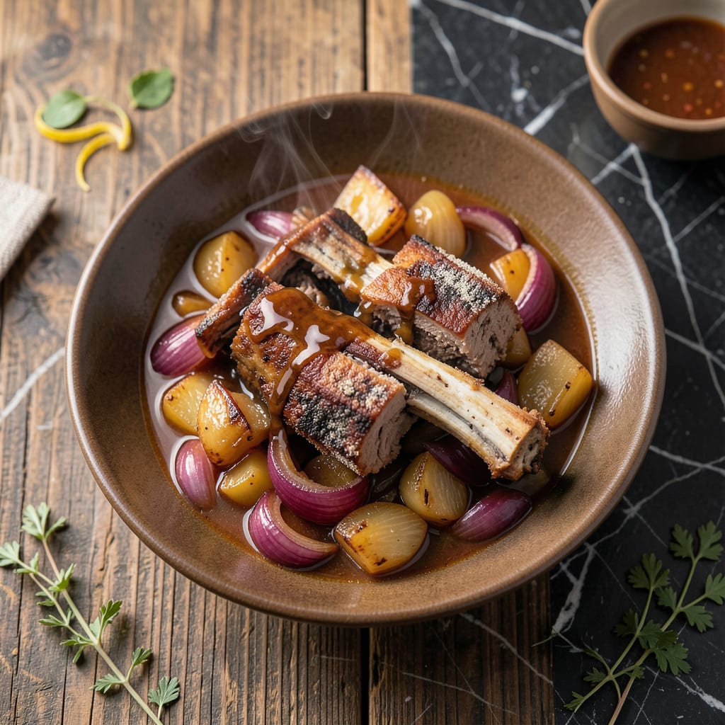 Recipe for Oxtail Stew: Rich and Savory Slow Cooked Masterpiece illustration with key details