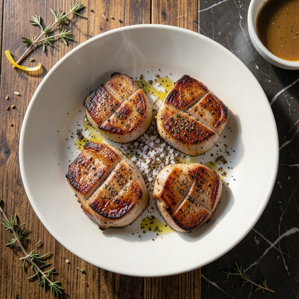 Complete recipe for thin pork chops in the oven overview image