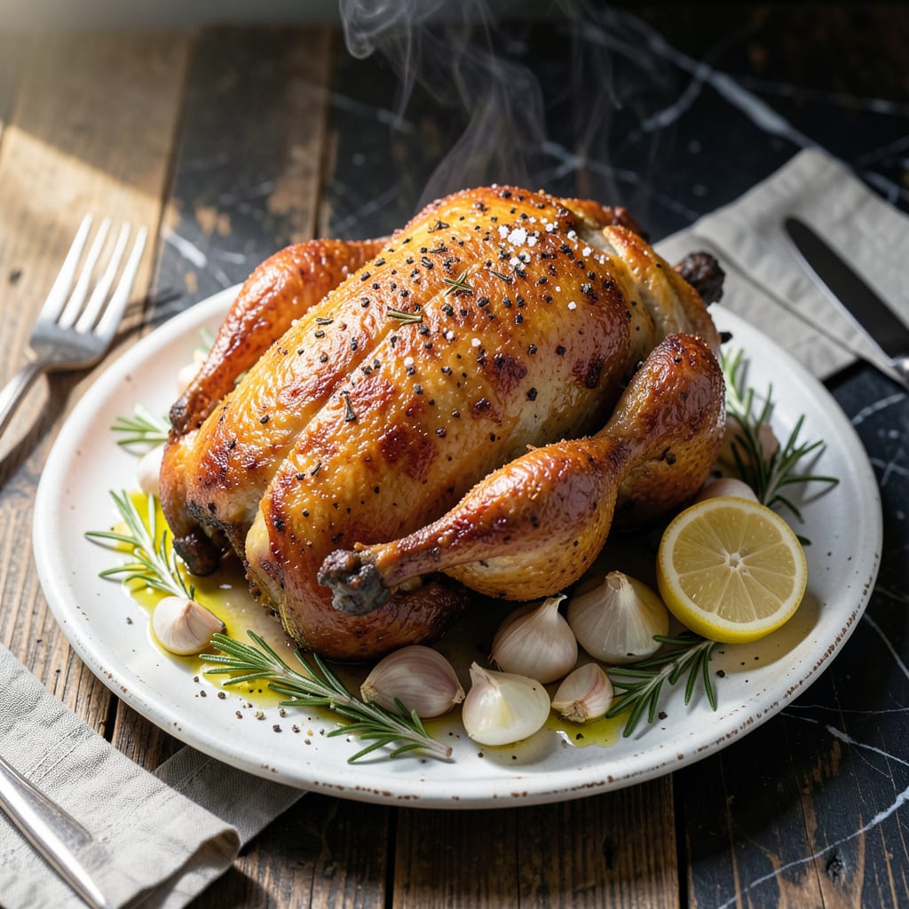 Visual representation of Roast Chicken in Convection Oven Recipe: Even Crispier Skin in Half the Time