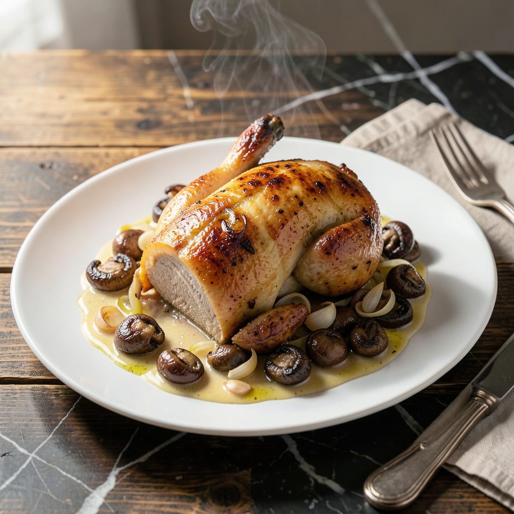rotisserie chicken mushroom recipe example with annotations