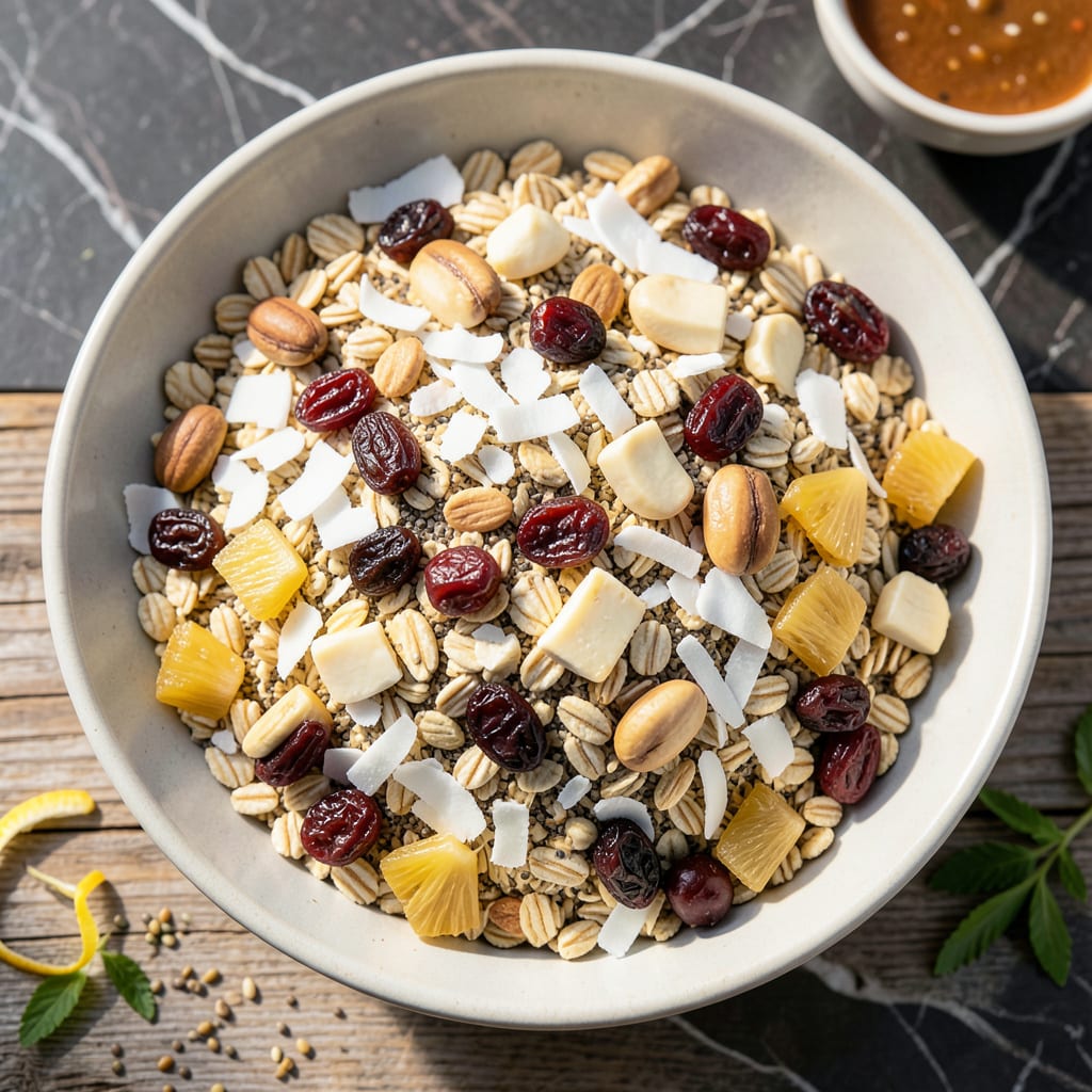 Royal Caribbean Muesli Recipe: Tropical Morning Energy Boost example with annotations
