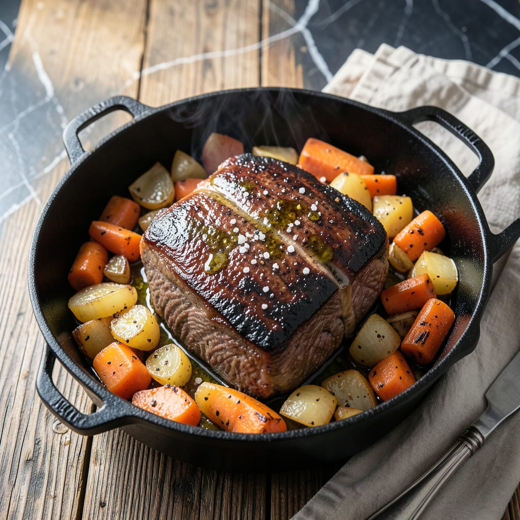 Rump Roast Dutch Oven Recipe: Slow Cooked Melting Tenderness illustration with key details