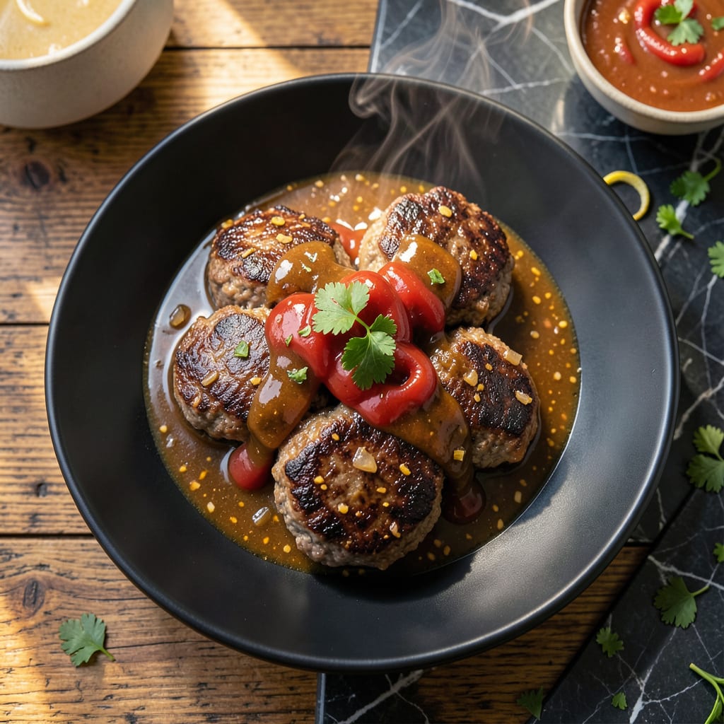Salisbury Steak Recipe With Onion Soup Mix: Savory Gravy and Tender Beef Patties example with annotations