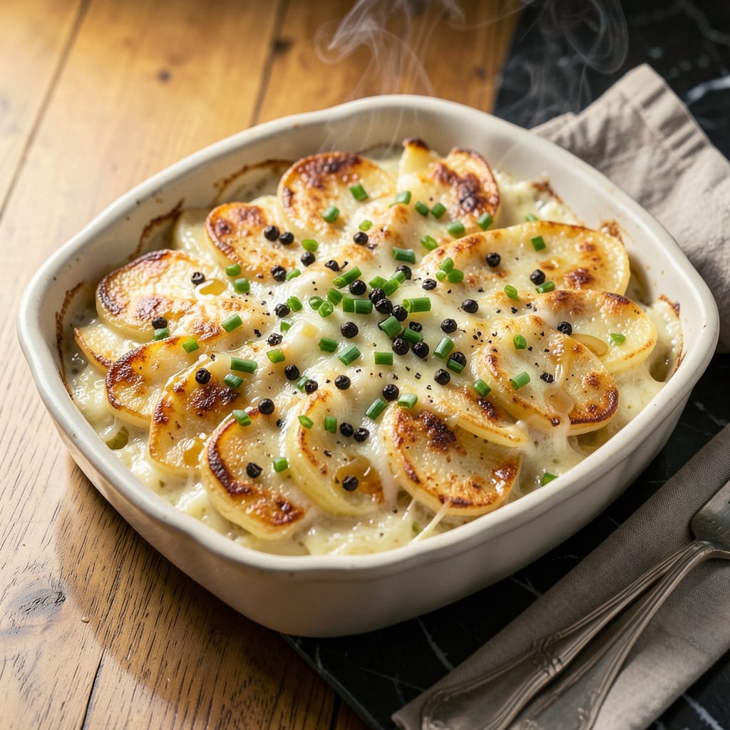 Visual representation of Show Me a Recipe for Scalloped Potatoes: Creamy, Cheesy, and Easy Steps