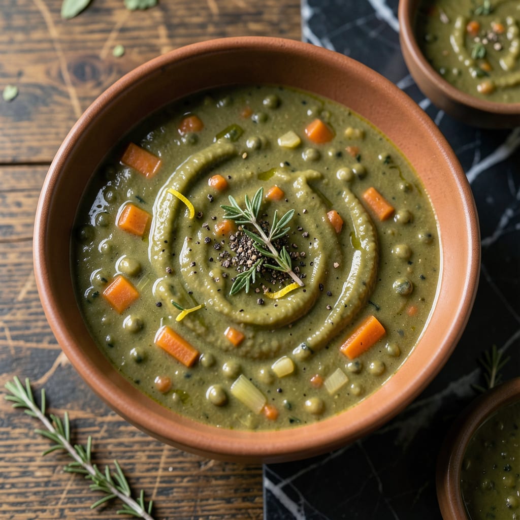 Split Pea Soup Recipe: Hearty Slow Simmered Comfort illustration with key details