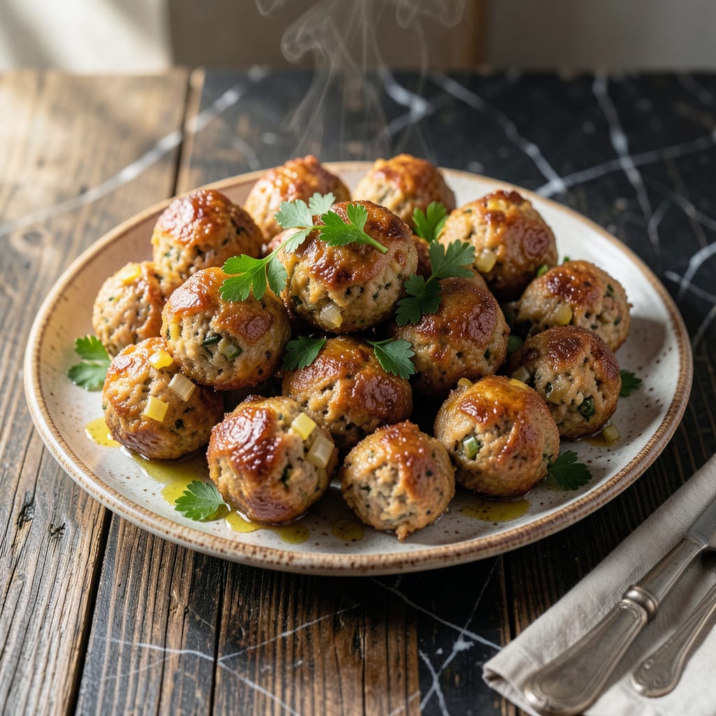 Stove Top Stuffing Balls Recipe: Crispy Outside and Fluffy Inside example with annotations