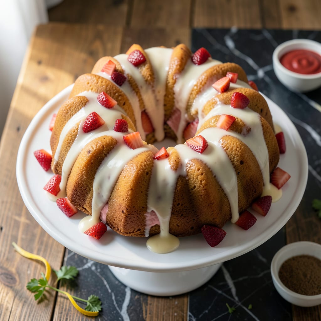 Comprehensive Strawberries and Cream Nothing Bundt Cake Copycat Recipe: Moist Layers With Vanilla Swirl visual reference