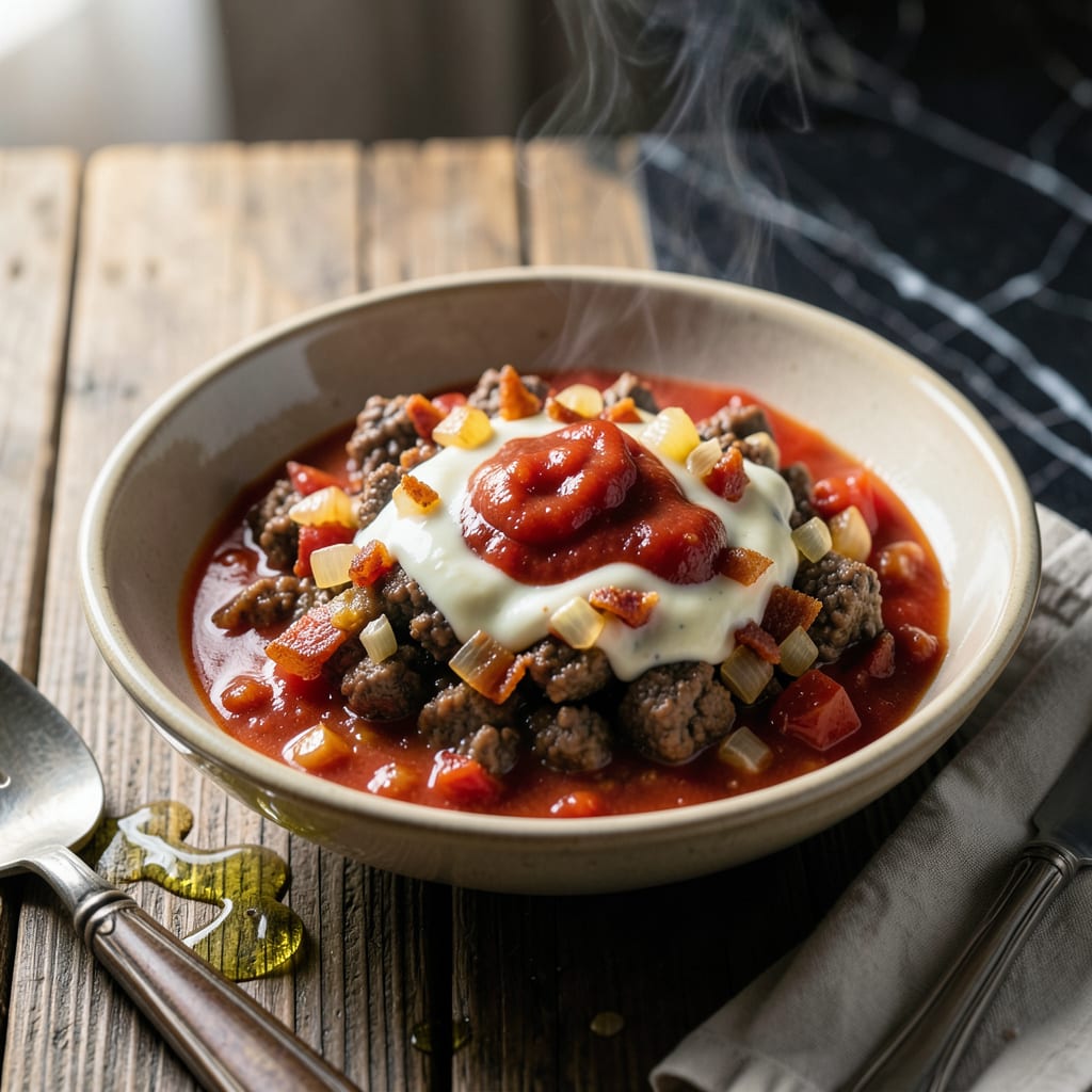 Vodka Sauce Recipe With Meat: Rich Tomato Cream Pasta With Hearty Bolognese example with annotations