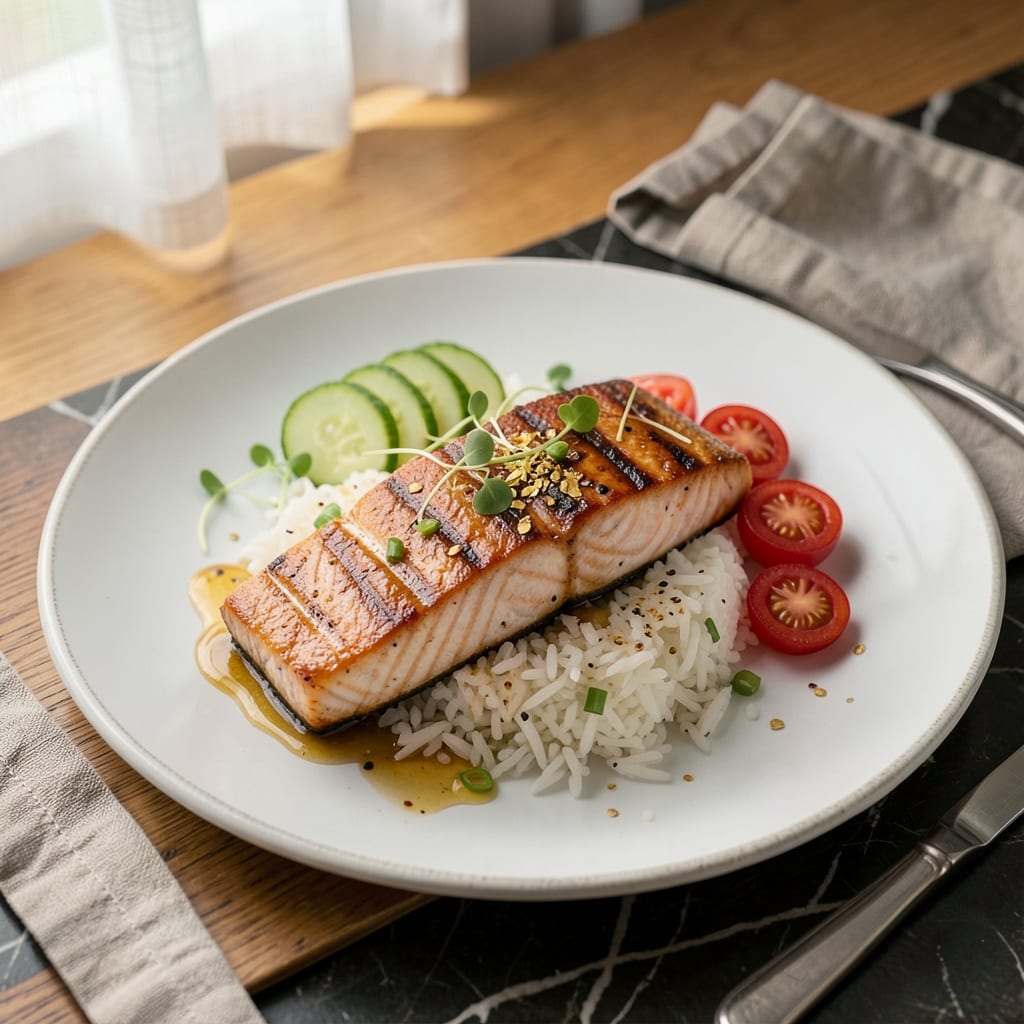 white rice recipe for salmon example with annotations