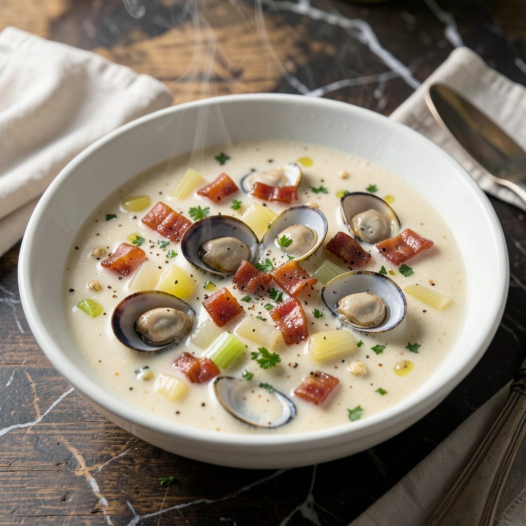 woodmans clam chowder recipe cooks country illustration with key details