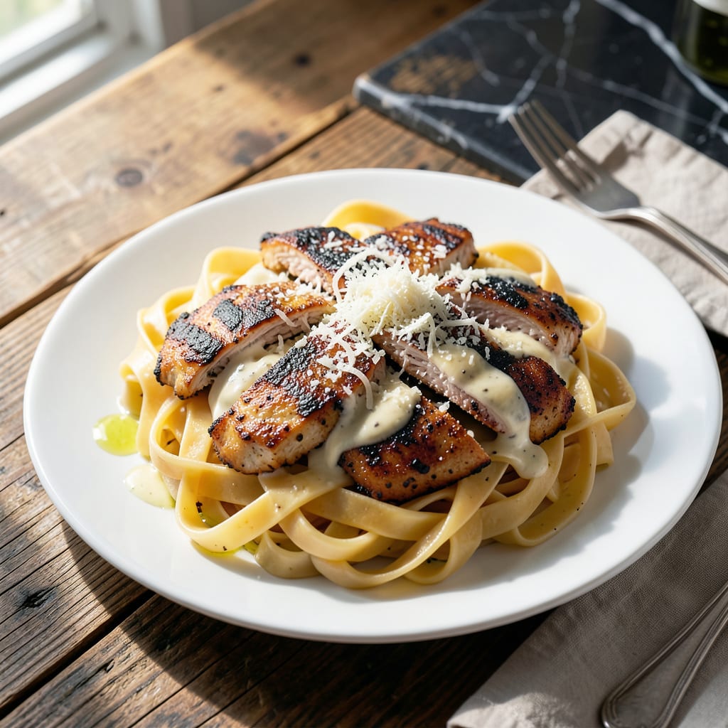 Visual representation of Zatarain's Blackened Chicken Alfredo Recipe: Cajun Spiced Creamy Pasta